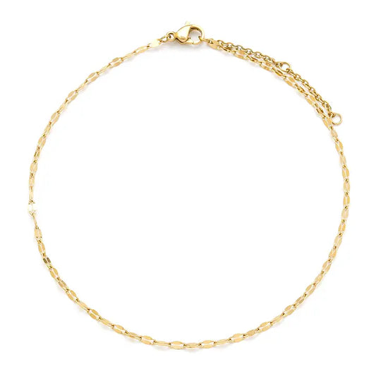 Adjustable Steel Ankle Bracelet - Fine Gold